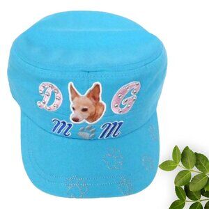 Blue‎ Stylish Dog Mom Cap Hat with Diamonds